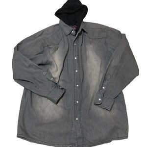 Infringement Raider Jean Co. Pearl Snap Hooded Shirt Jacket  Men's Sz XL